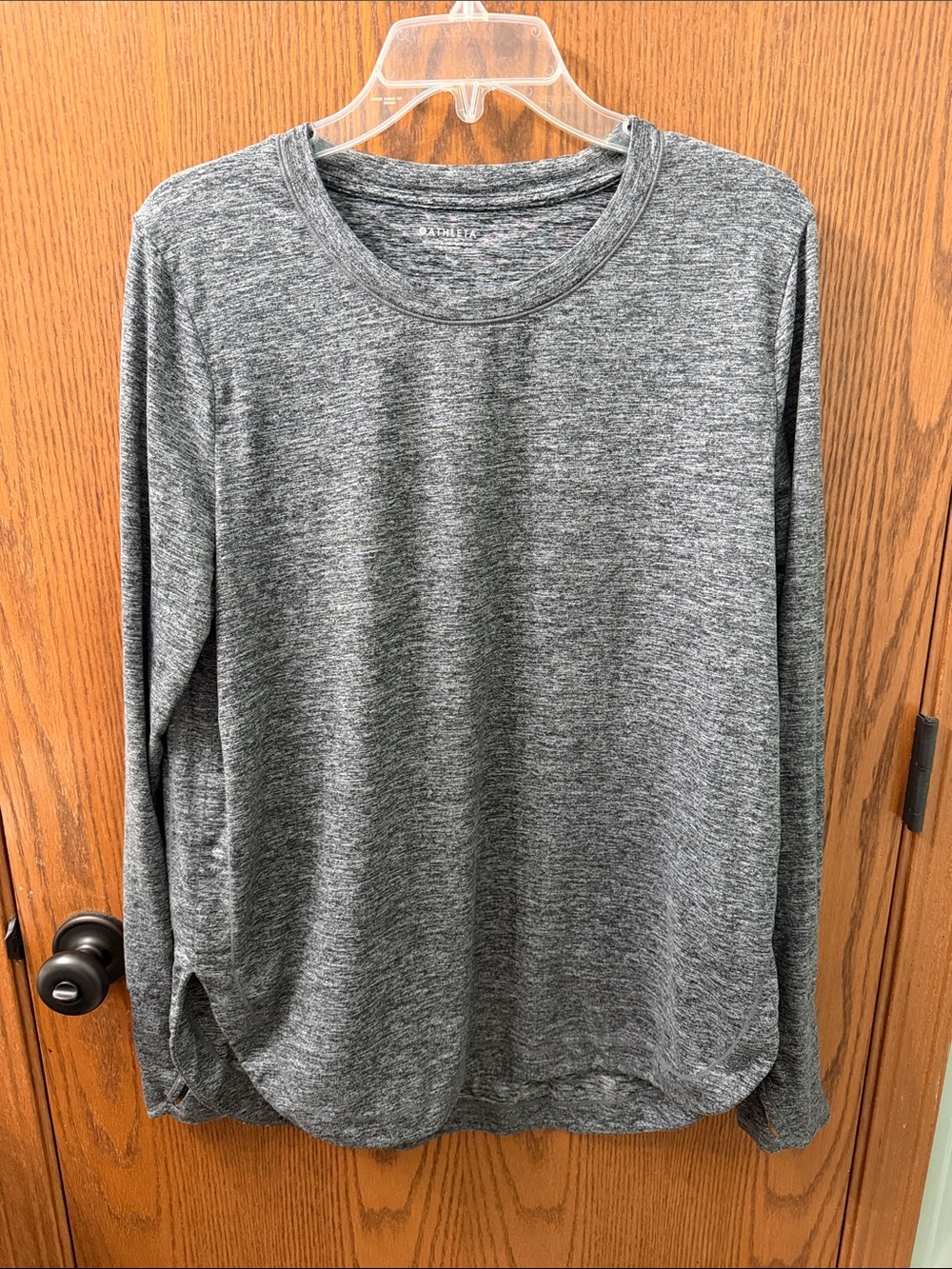 Athleta Heather Gray Long-Sleeve Crewneck Top
